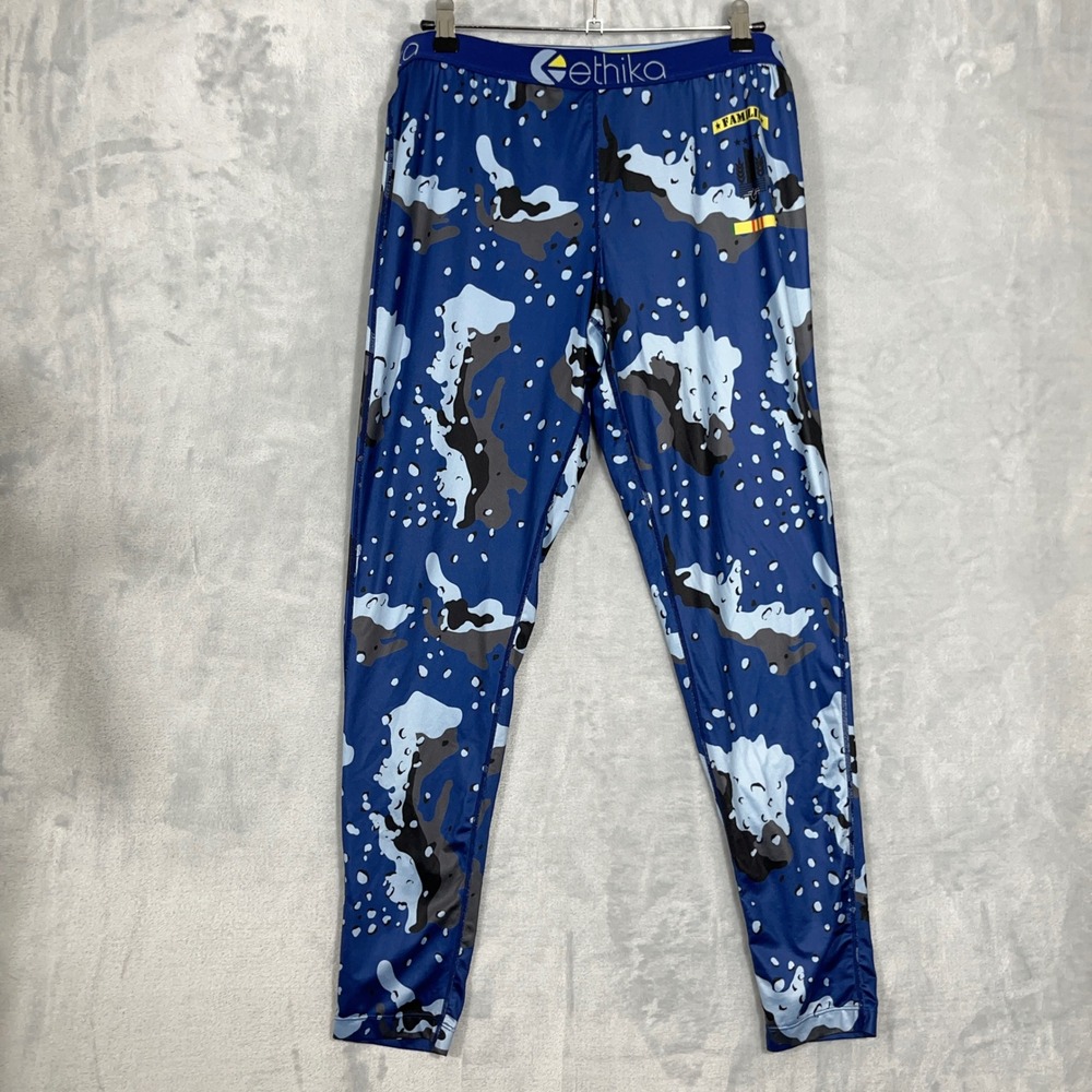 Ethika Mens Leggings XL Blue Camo Familie Compression Athletic Gym Streetwear
